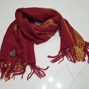 Milhua 100% Baby Alpaca Elegant Red and Orange Scarf 6' Lenght, Gentle Used.